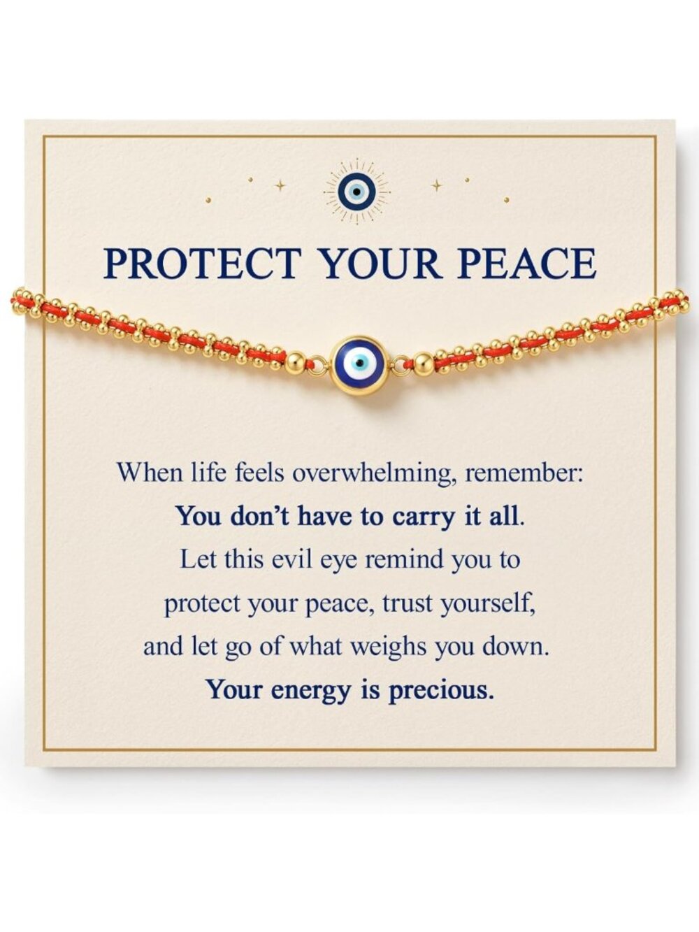 Protect Your Peace Evil Eye Bracelet - Meaningful Gift for Women, Spiritual